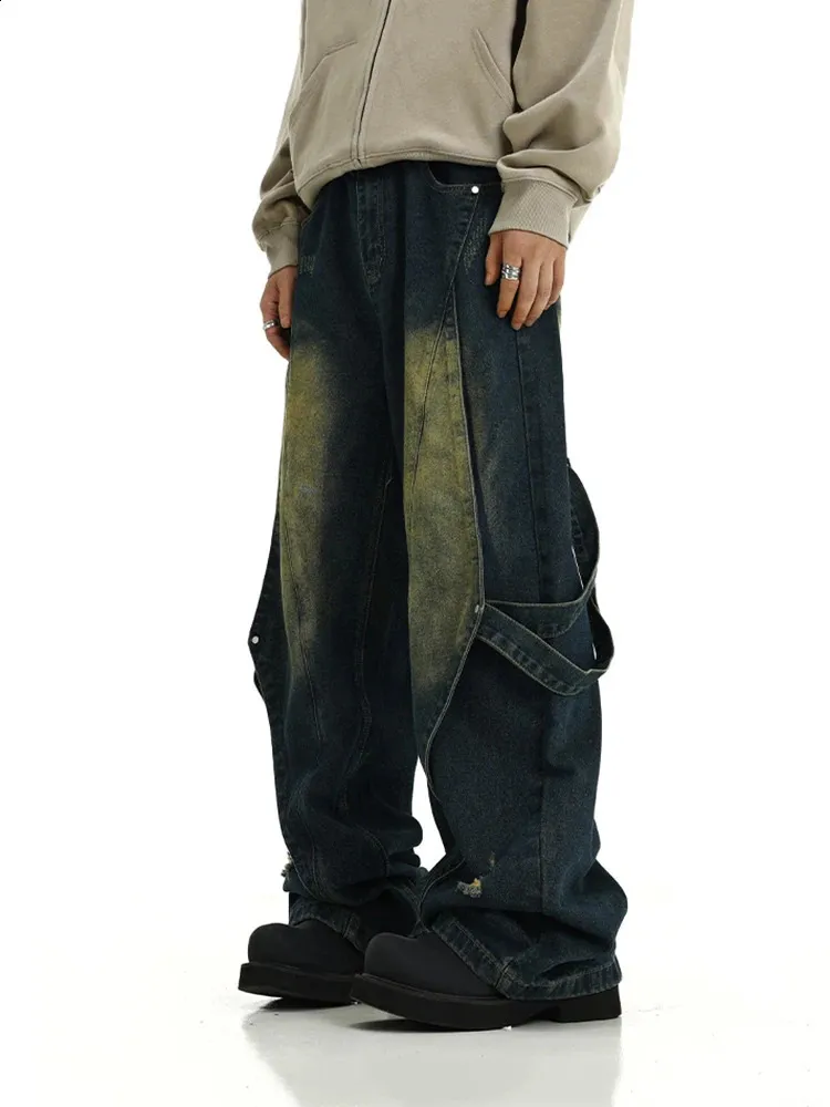 90s Style Jeans Men Retro Green Wash Patchwork From Sereinstore 90s Style Jeans Men Retro Green Wash Patchwork From Sereinstore