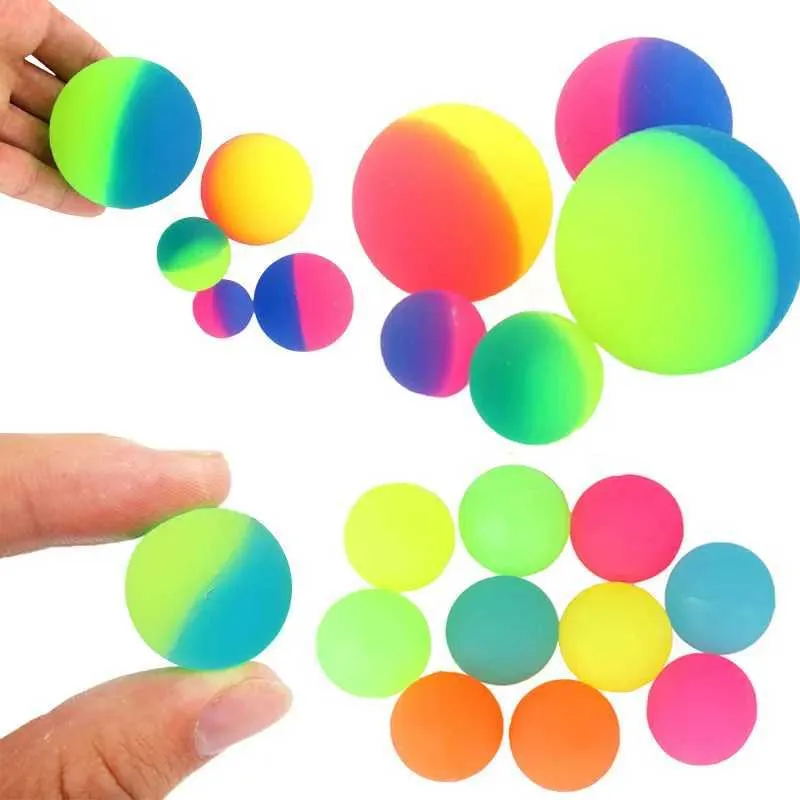 Childrens Bouncing Ball Two Tone Elastic Rubber Bouncy Balls Game