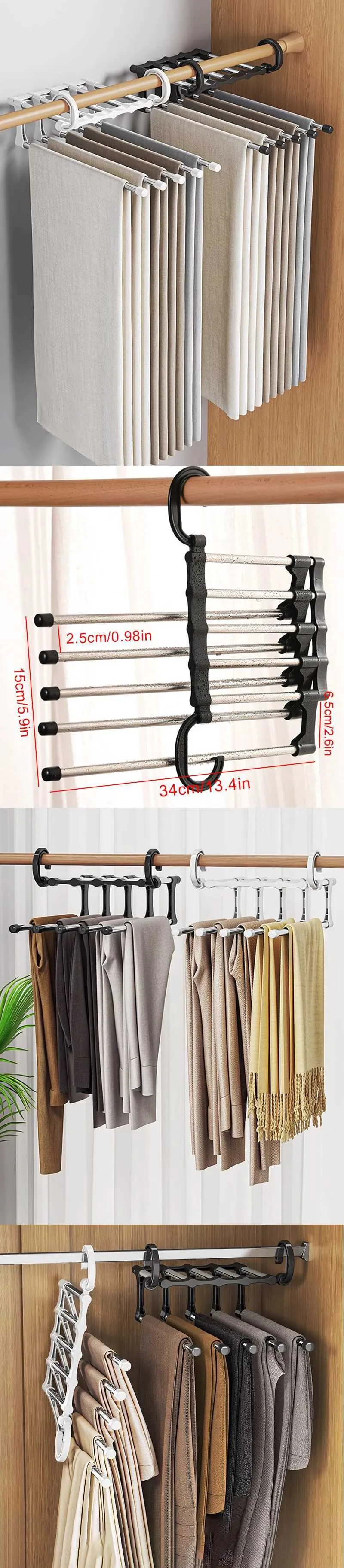 WardrobeXJ Stainless Steel Retractable Trouser Rack Foldable Space ...