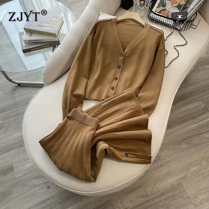 ZJYT Womens Knit Dress Set Long Sleeve V Neck Cardigan Sweater With Fitted  Black Skirt Autumn Winter Two Piece Outfit From Zorastore, $69.14 |  DHgate.Com