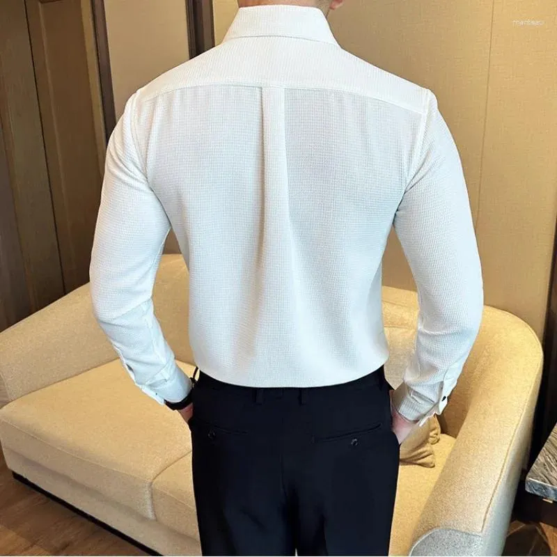 4xl dress shirt Flex Men's 4XL Luxury Collection Gray Dress Shirt Contrast Flip Cuffs  Stretch