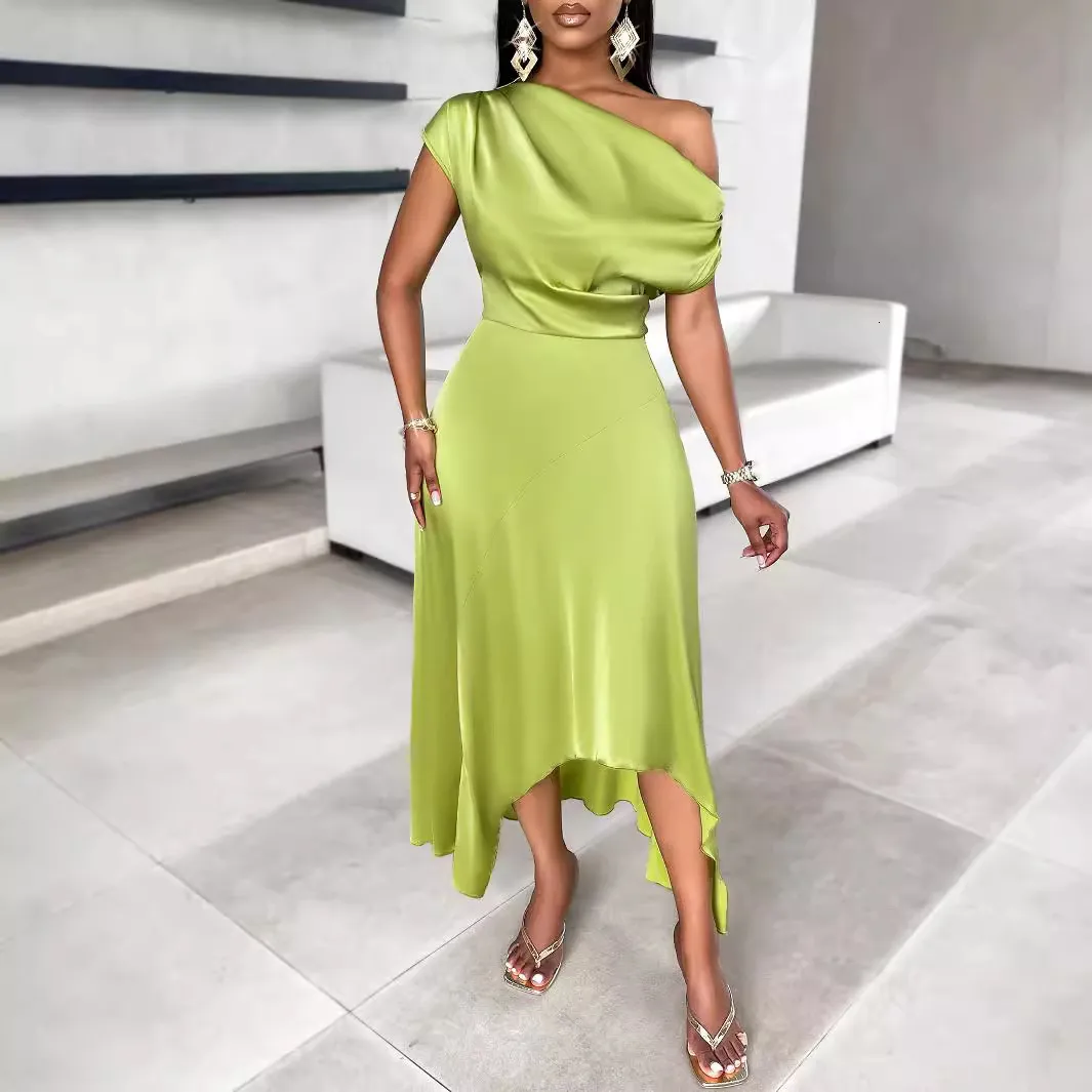 Summer Womens Casual Polyester Floor-Length Asymmetrical One Shoulder Dress  with Irregular Skirt from Dhgate Basic & Casual Dresses - price 37.19