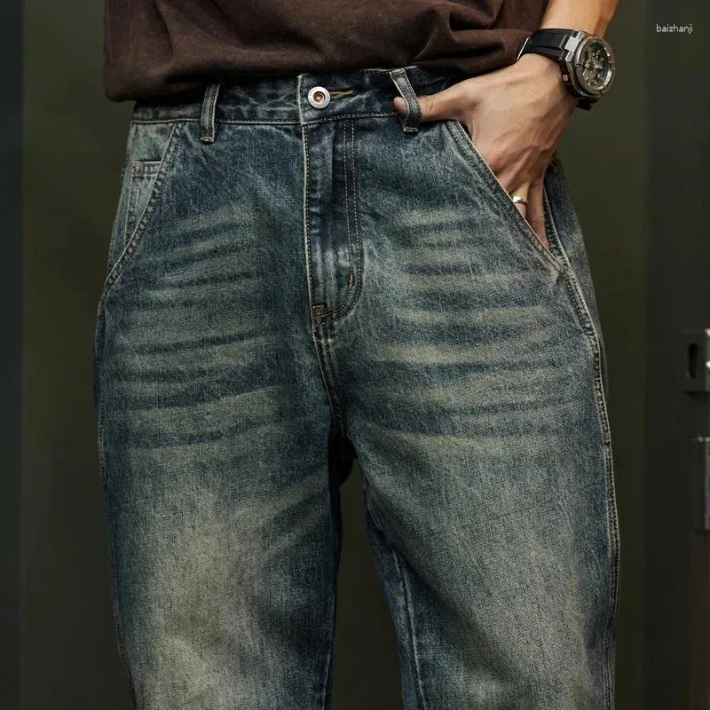 Pantalones vaqueros para hombre, pantalones holgados, holgados, estilo harén, ropa vintage, moda, bolsillos, patchwork, pantalones grandes, talla grande 40_voghion.com