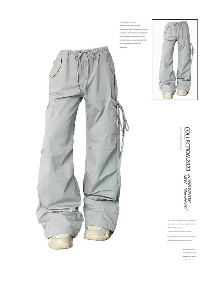 Pantalon Cargo Ample Pour Fille - Style Y2K Streetwear, Taille Haute, Coupe Baggy - Idéal Pour Loisirs, Randonnée, Look Décontracté