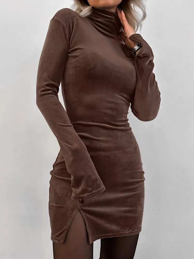 brown velvet bodycon dress TILDAHH main image 1