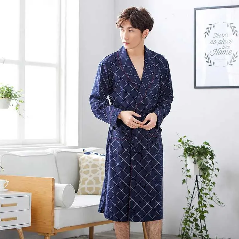 2024 Spring Autumn Mens Cotton Bathrobe Plaid Kimono Flannel Robe For Sleepwear Long Dressing Gown For Brides And Men L48 From Musuo01 13.73 DHgate.Com