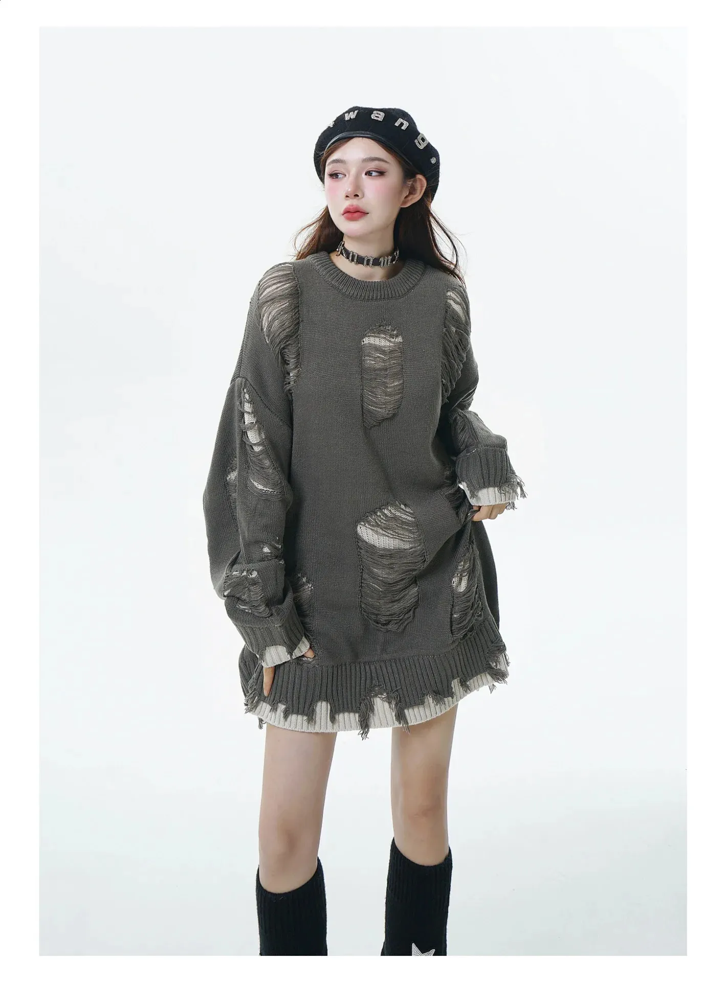 open lace back dress Buy Women Oversized Loose Long Pullover Sweater Dress Winter Knit Ripped  Jumper Tops (S, Red) at Amazon.in main image 0
