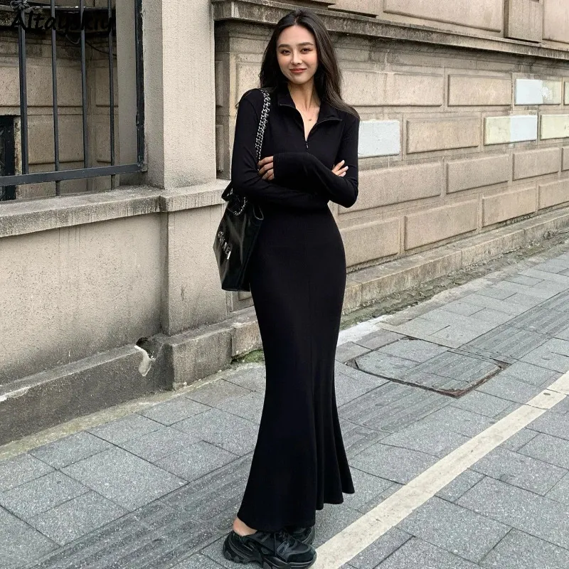 knee length dresses for ladies PRETTYGARDEN Women's Bodycon Maxi Dress Fall Spring Fashion Long Sleev main image 0