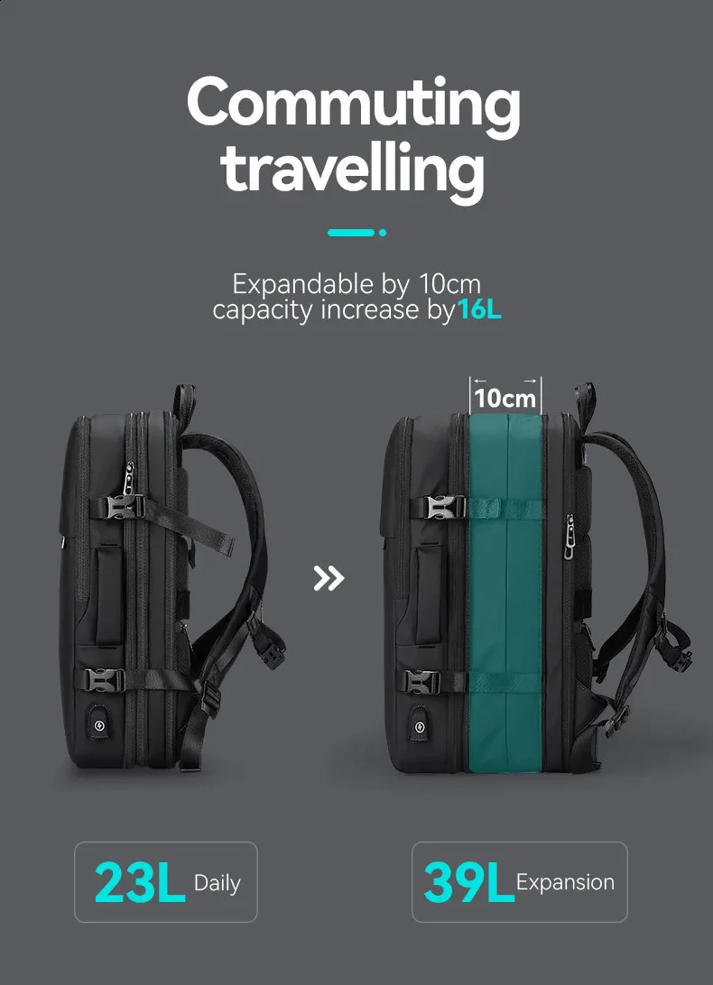 Large Travel Laptop Backpack For Men Expandable Trekking Rucksack_voghion.com