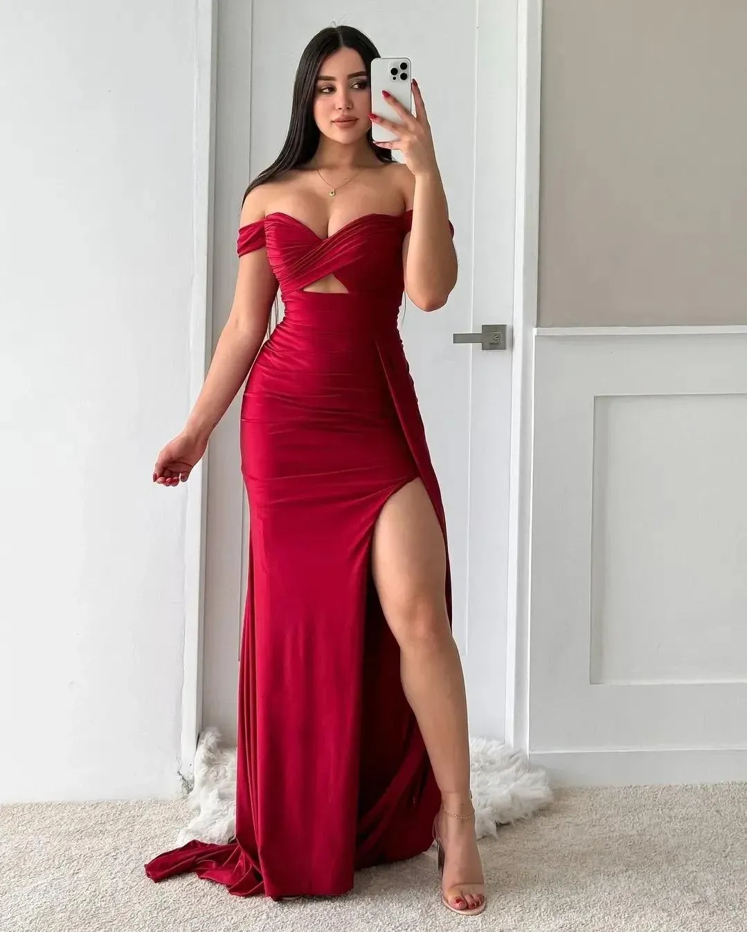 open lace back dress Amazing Elegant A Line Dark Red Satin Prom dress Girls Graduation Gown –  Siaoryne