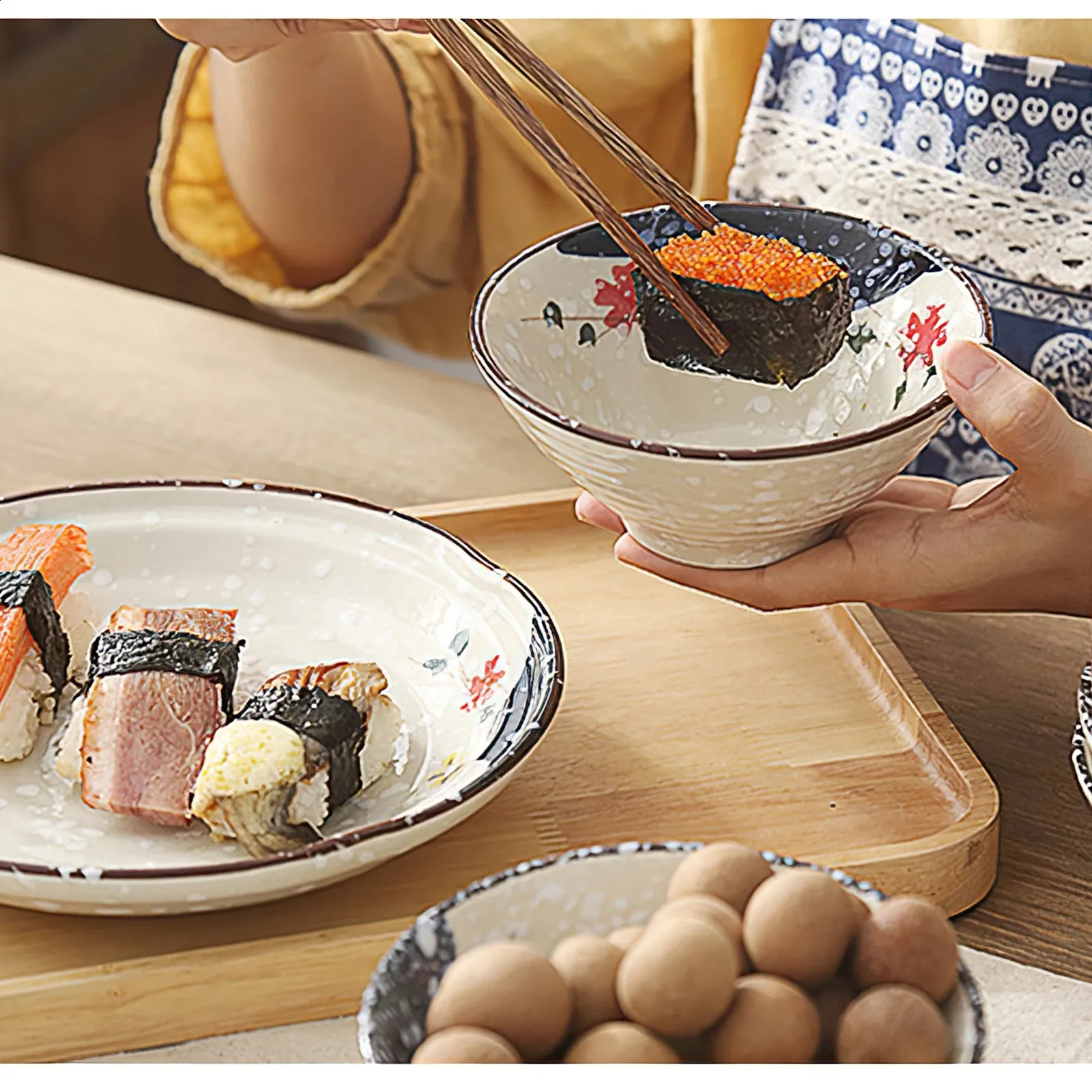 2-5pcs Japanese Design Crockery Dinnerware Sets Ceramic Floral - UK - View #2