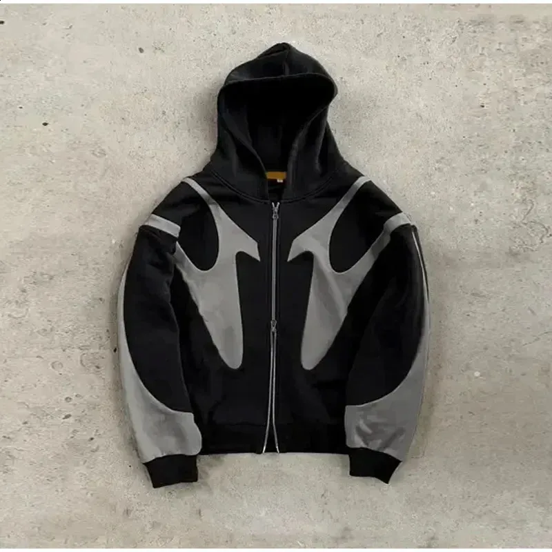 Autumn Winter Mens Hip Hop Jackets: American Style Y2k Zip
