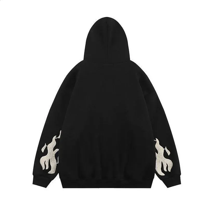Streetwear Embroidery Zip Up Hoodie: Y2K Spider Skeleton