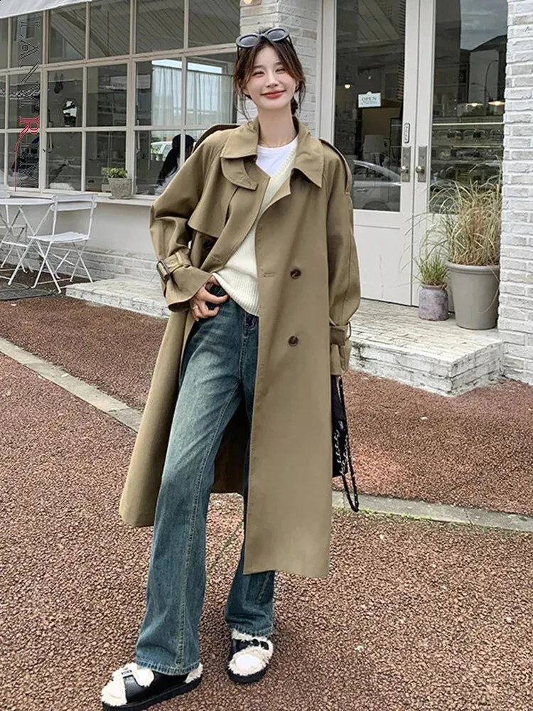 Save Big on Bulk Khaki Trench Coat Womens Single Breasted Trench Coat  Womens Khaki Women's Spring Trench Coat, Elegant Lapel Coat With Lace Up