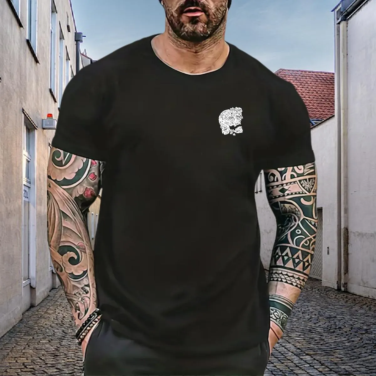 LARAHTIO Men's Essential Short Sleeve T-Shirt - Soft Cotton Round Neck Tee, Casual & Versatile Top, Black