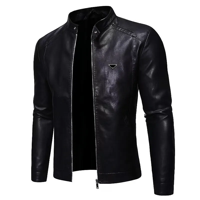 Designer Mens Leather Down Mens Black Leather Jacket Trendy