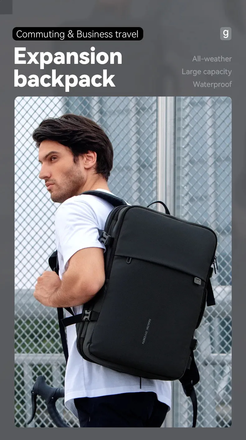 Large Travel Laptop Backpack For Men Expandable Trekking Rucksack_voghion.com