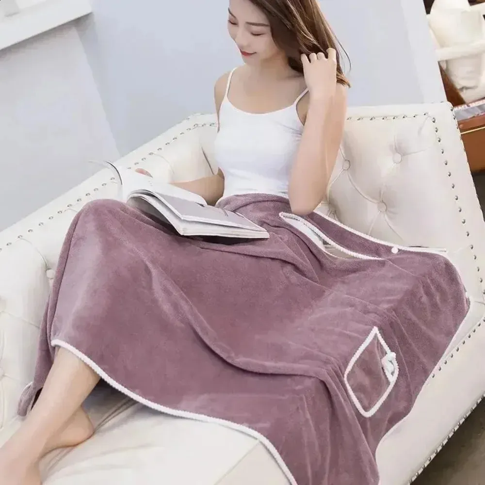 Women quick dry wearable microfiber plush bathrobes deals