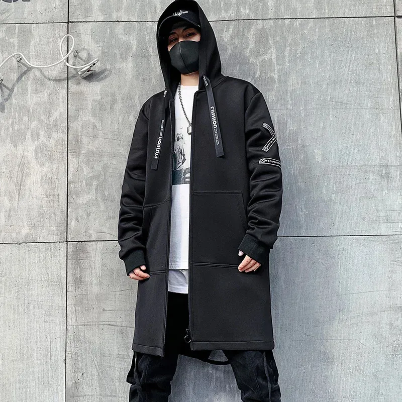 Harajuku Style Hooded trench jacket for Men - Fashionable Harajuku Style Hooded trench jacket for Men - Fashionable