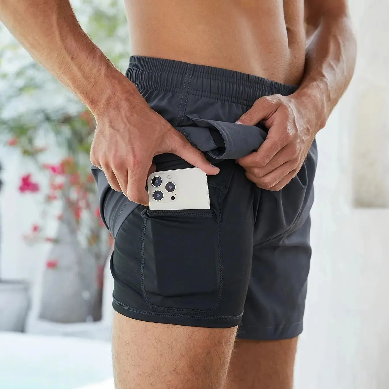 Mens Swim Trunks with Compression Liner Quick Dry Swimming