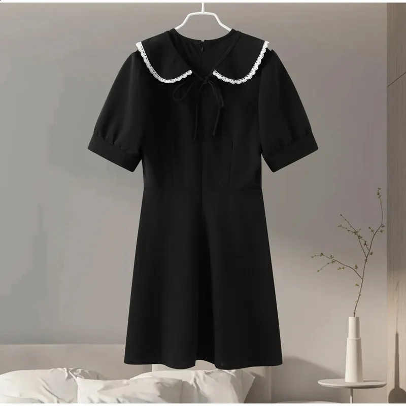 Elegant High Waist Peter Pan Collar dress for Women - Short Sleeves, Slim Fit, Perfect for Summer Parties (240822) Elegant High Waist Peter Pan Collar dress for Women - Short Sleeves, Slim Fit, Perfect for Summer Parties (240822)