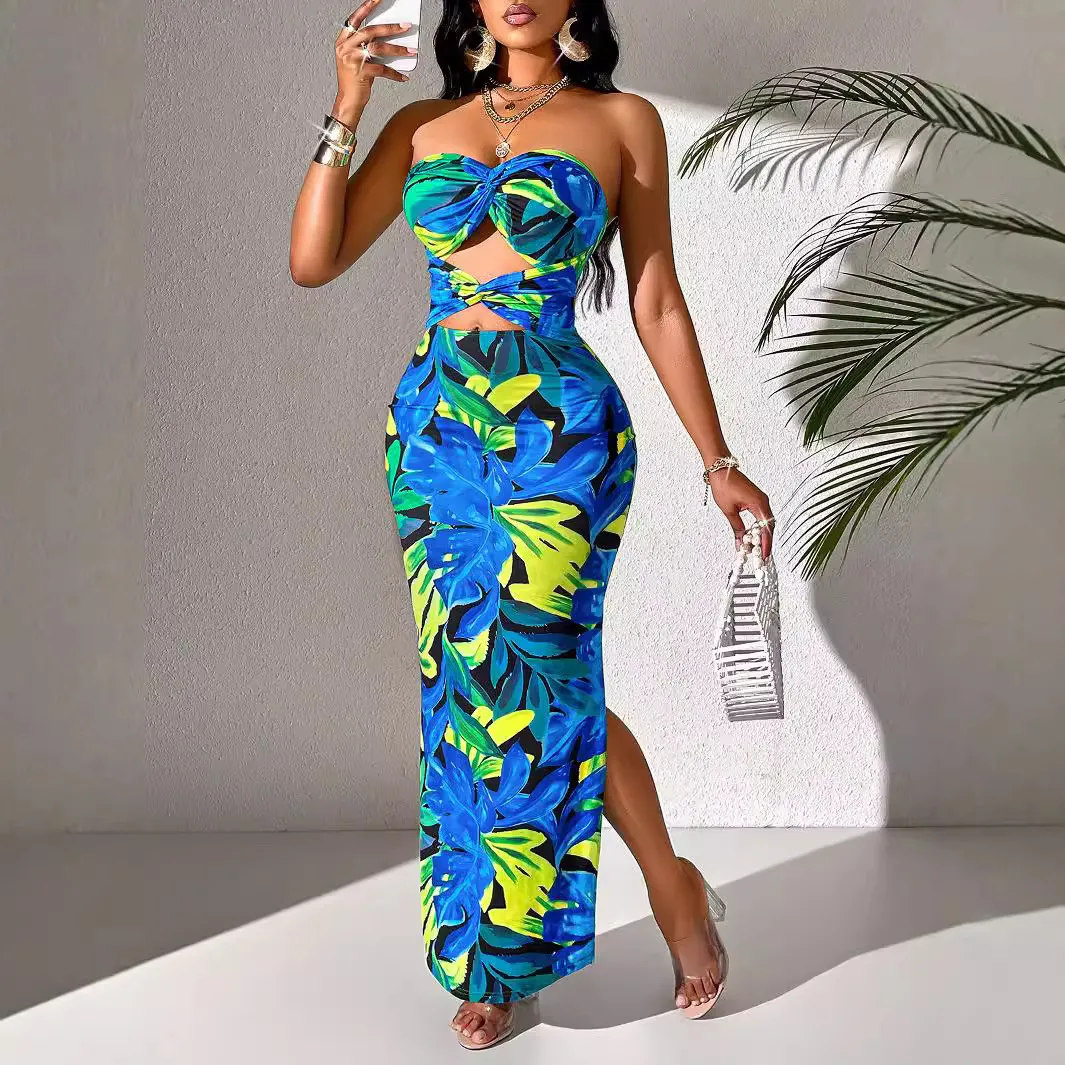Stylish Twisted Strapless Strapless Maxi Dress for Women