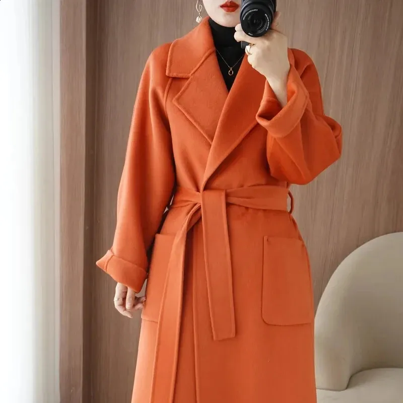 Ceinture En Laine Femme 175x5 Cm - Double Face Avec Boucle - Pour Trench, Manteau, Pull - Cadeau élégant