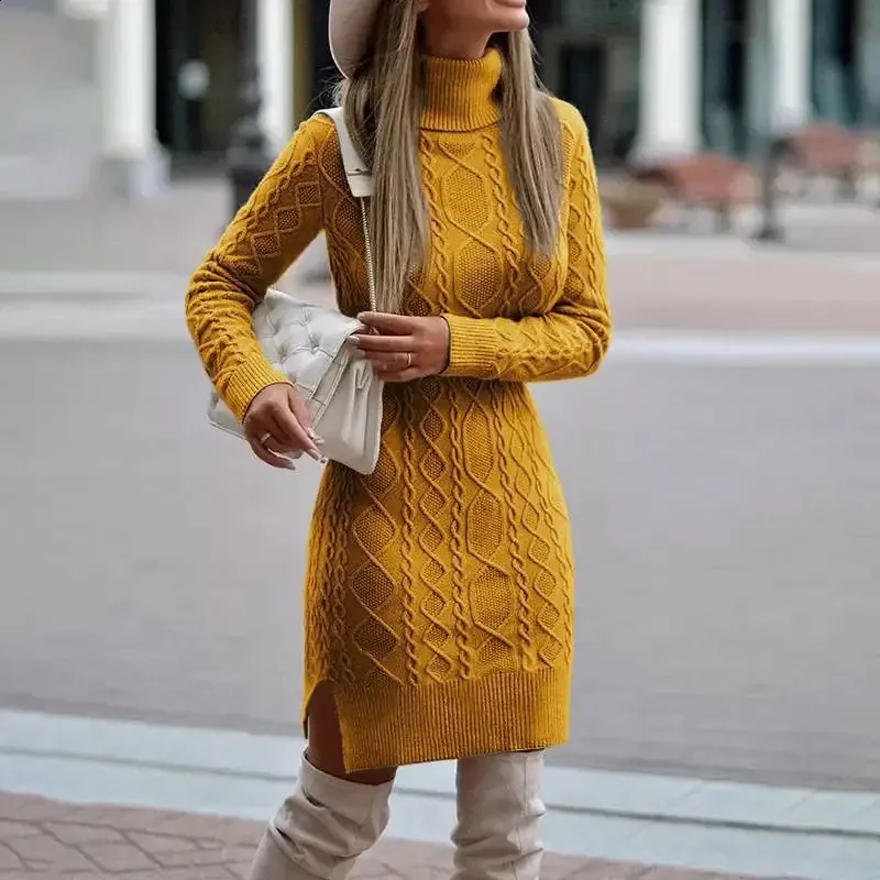 Cozy Autumn Winter Women's High-Neck Knitted Sweater Dress from Dhgate  Basic & Casual Dresses - price 84.98