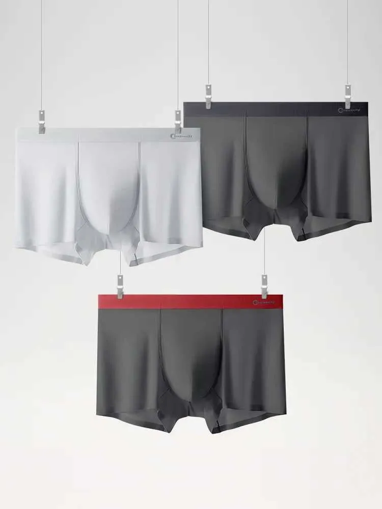 Men's Ice Silk Underwear 3-Pack - Moisture Wicking Boxer Briefs With Pouch