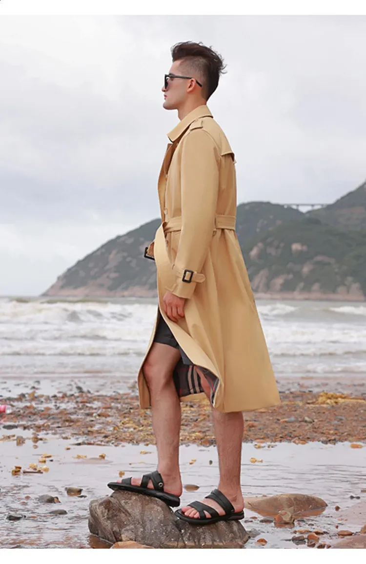 Mens Autumn Winter Knee-Length Windproof Water-Repellent