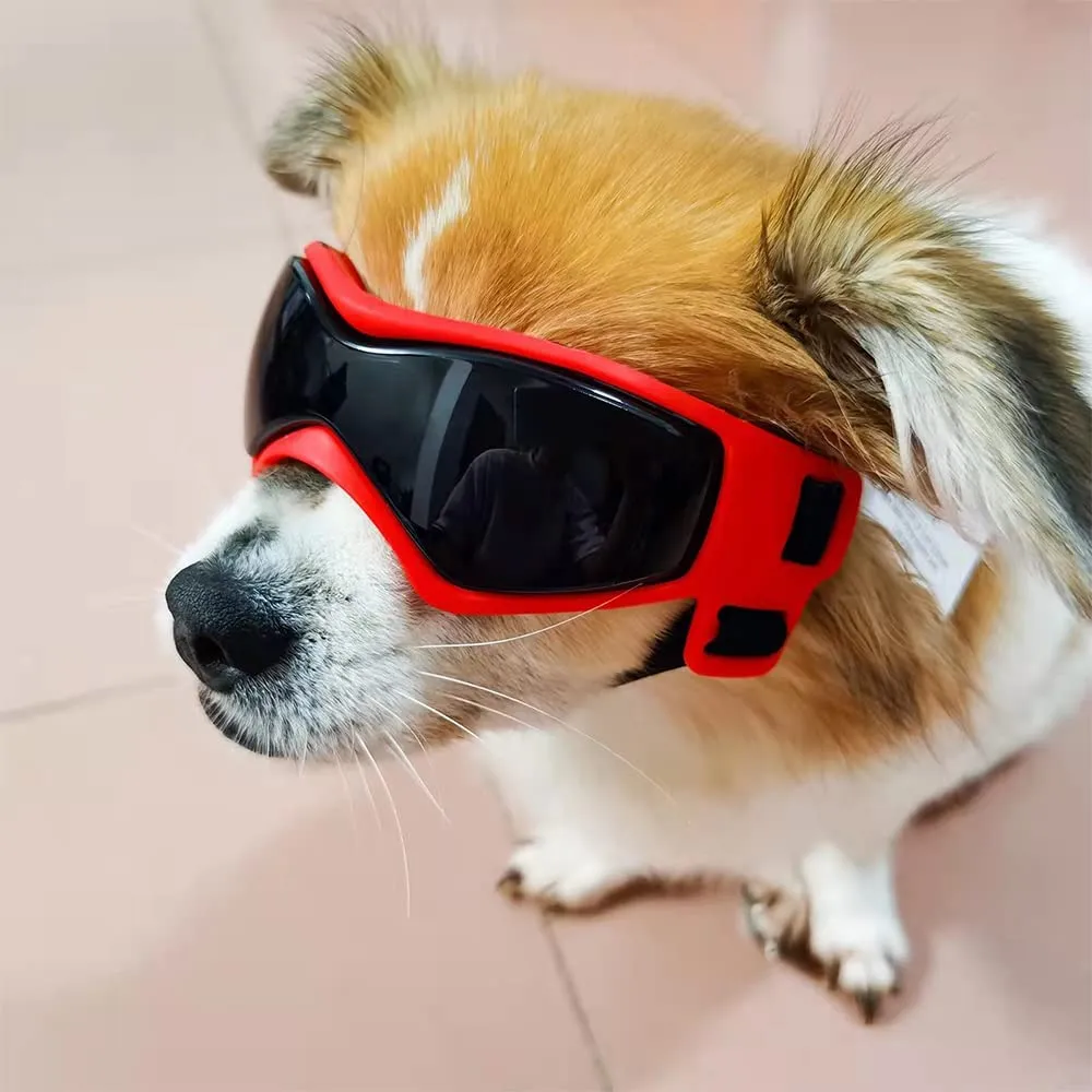 Stylish Adjustable Dog Goggles with Sun Visors Perfect for Small Dogs Puppies Weather Resistant