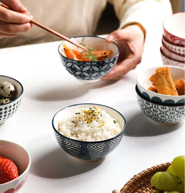Japanese Ceramic Bowl Set 4.5 Inch Printed From Tsukistore