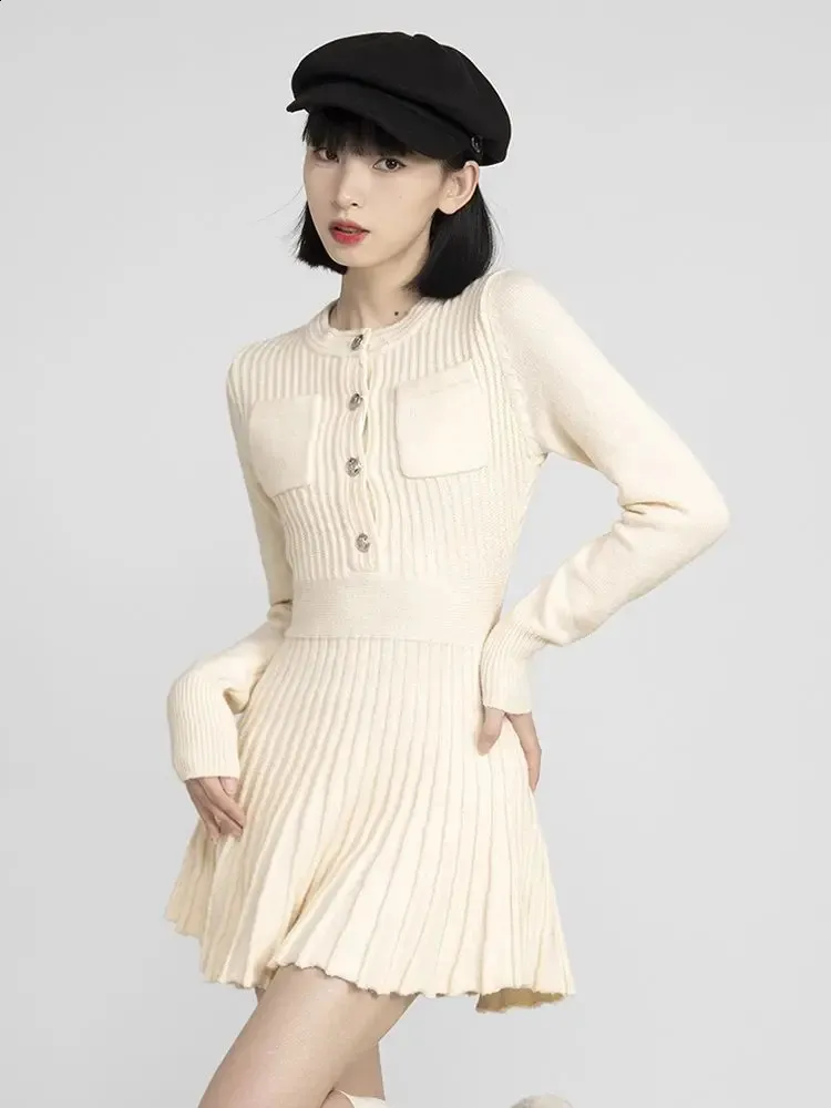 open lace back dress Tiffany Knitting Pleated Dress