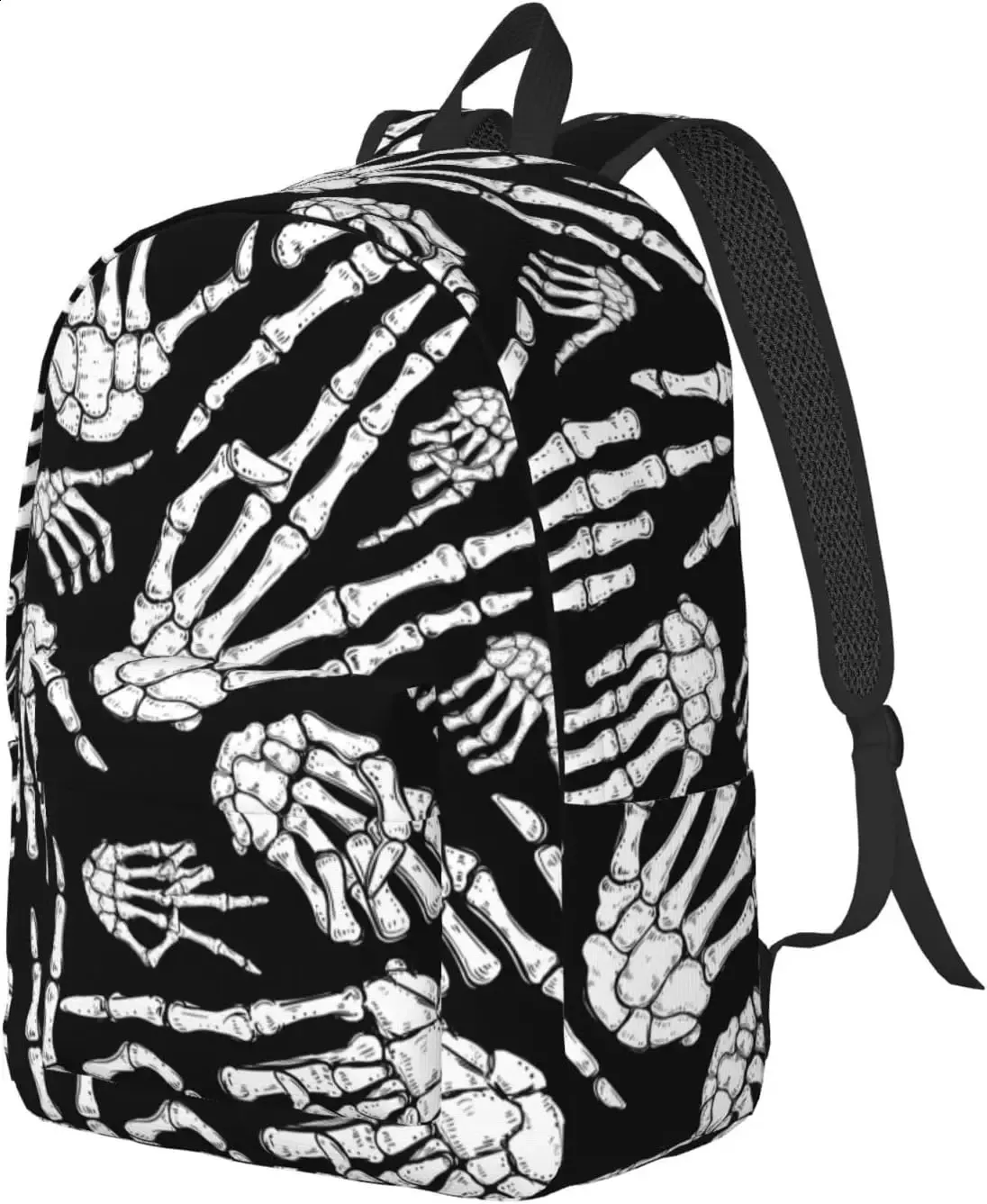Casual Lightweight Halloween Skeleton Hands Laptop Backpack Men Women Travel Bag Outdoor Canvas Daypack 240823_voghion.com