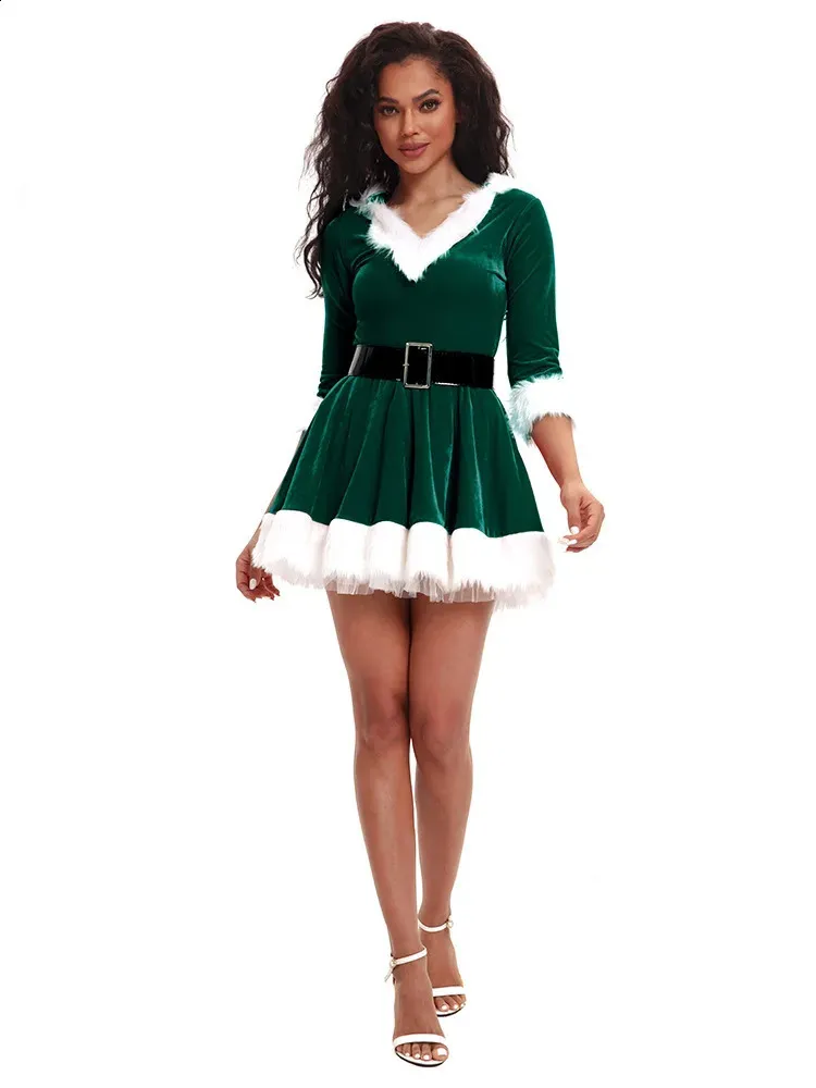 santa dress green Kylie Jenner Dark Green Off Shoulder Slit Dress Christmas Eve 2019