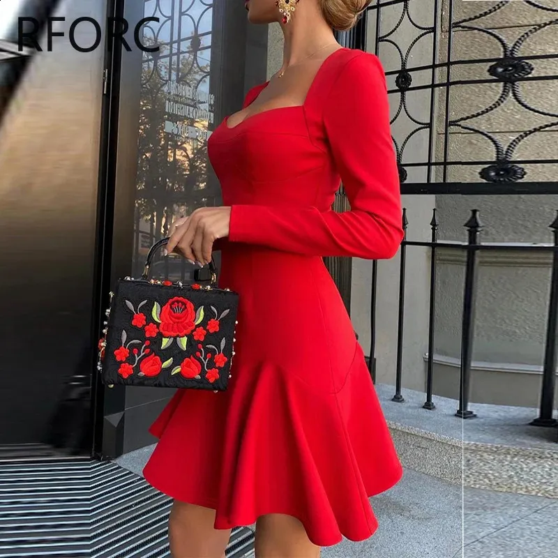 Women Solid Red Bodycon Dress Long Sleeve Skinny... From Charm_clothes,  $23.96 | DHgate.Com