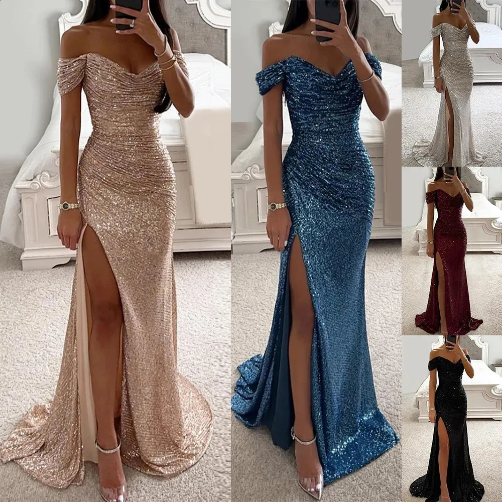 Sequin Bodycon Maxi Sequin Maxi Dress For Women Floor Length Formal Party Sequin Maxi Dress With Short Sleeves And Off Shoulder Design 240823 From Charm clothes 32.34 DHgate.Com