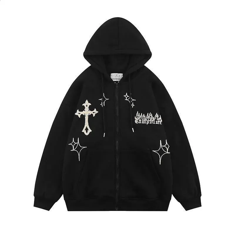 【U LAN】Cross Vintage Printing Two-Way Hood Zip-Up 5c71067f-71e4-4a8d-82cc-