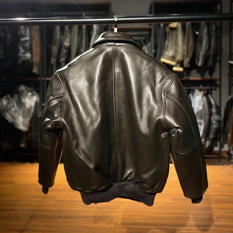 Premium Plus Size Leather Flight Jacket for Men - Thickened