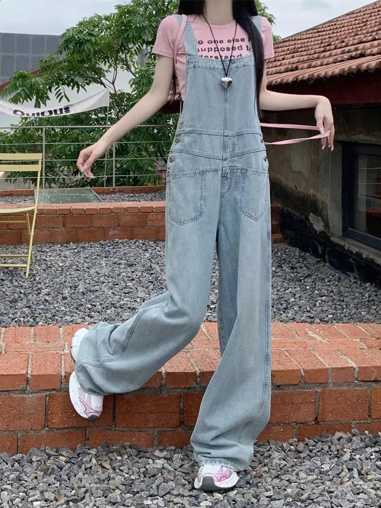 Vintage Blue Denim Two Way Wear Overalls With Wide Leg Suspender Jumpsuit Pants For Women Streetwear Denim Romper Near Me And Trouser 240822 From Sereinstore 38.64 DHgate.Com