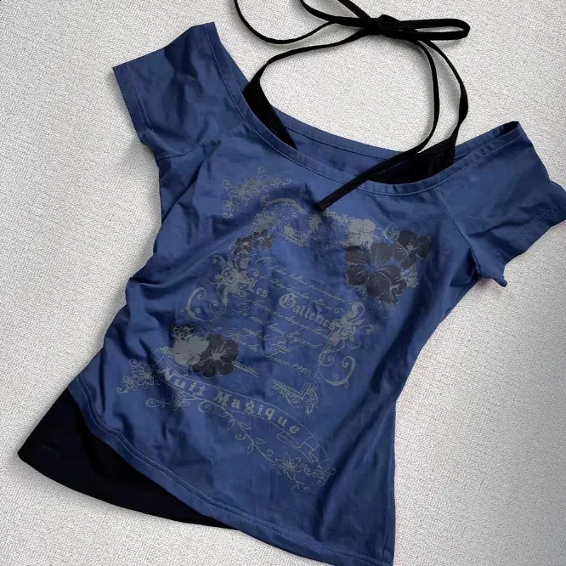 Cold Shoulder Letter Print Sleeveless Tops Cold Shoulder Letter Print Sleeveless Tops