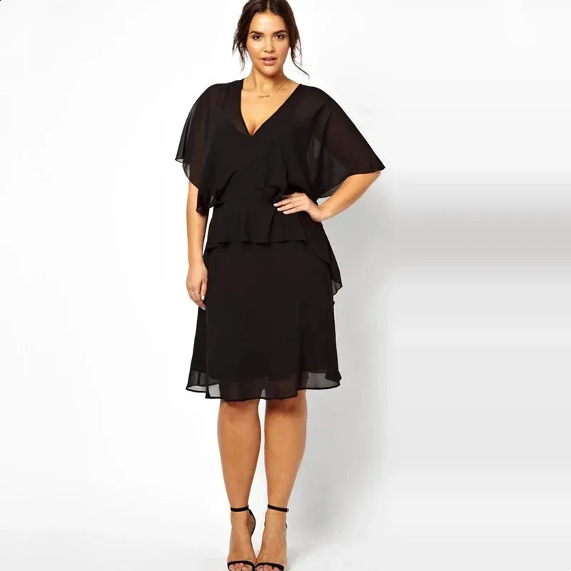 Open Back Chiffon Dresses with Deep V-neck Spa Plus Size
