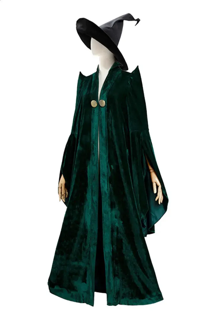 High Quality Professor Minerva McGonagall Cosplay Costume Green Horn Velvet  Halloween Carnival 240823 De 18,89 € | DHgate, image size:750x1105