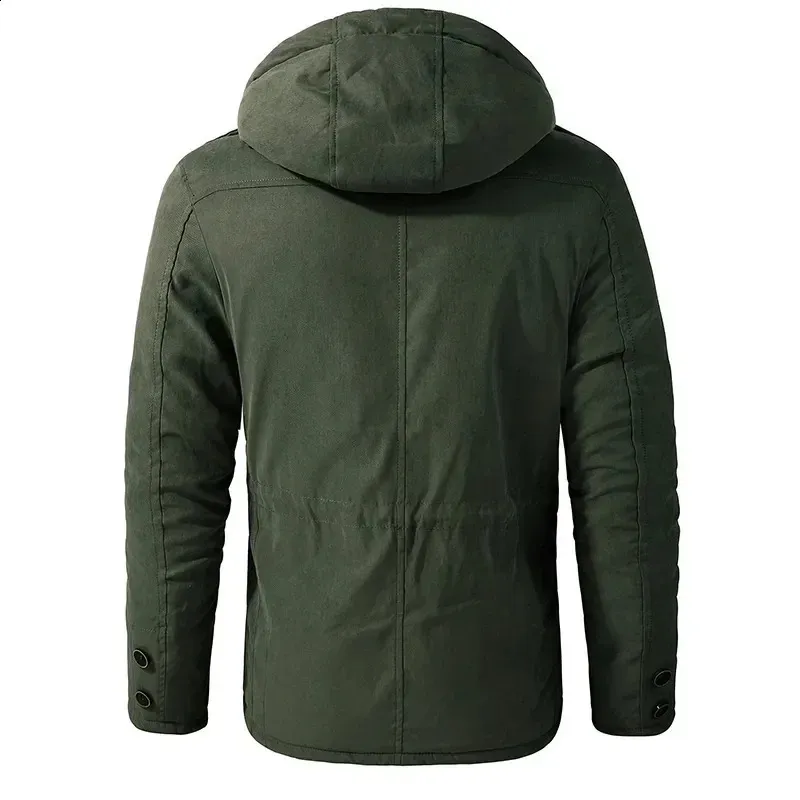 Winter Mens Heavyweight Hooded Parka Jacket: Windproof, Warm