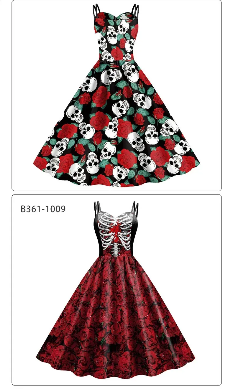 Gothic Floral Sugar Skull Bat Collar Dress - Rockabilly Skater Dress By Insanity