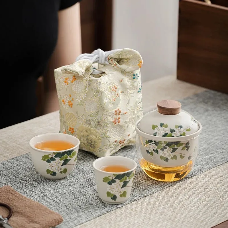 Chinese Traditional Gai Wan Tea Set, Bone China Dehua Gaiwan Tea ...