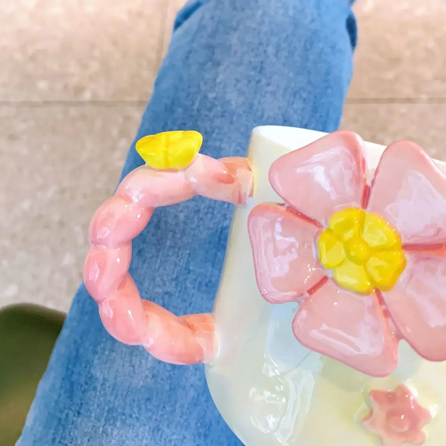 Hand Drawn Flower Ceramic Coffee Mug With Spoon ... From Tsukistore, $20.04  | DHgate.Com