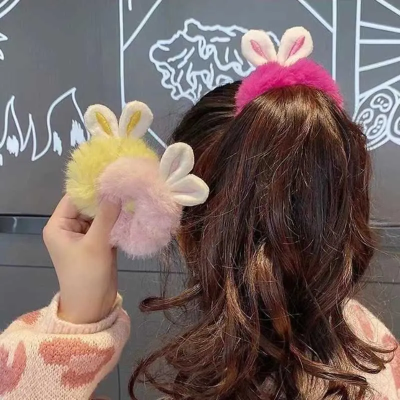 Plush Rabbit Ears Plush Hair Rope Girl Cute Khaki... From Innovation ...