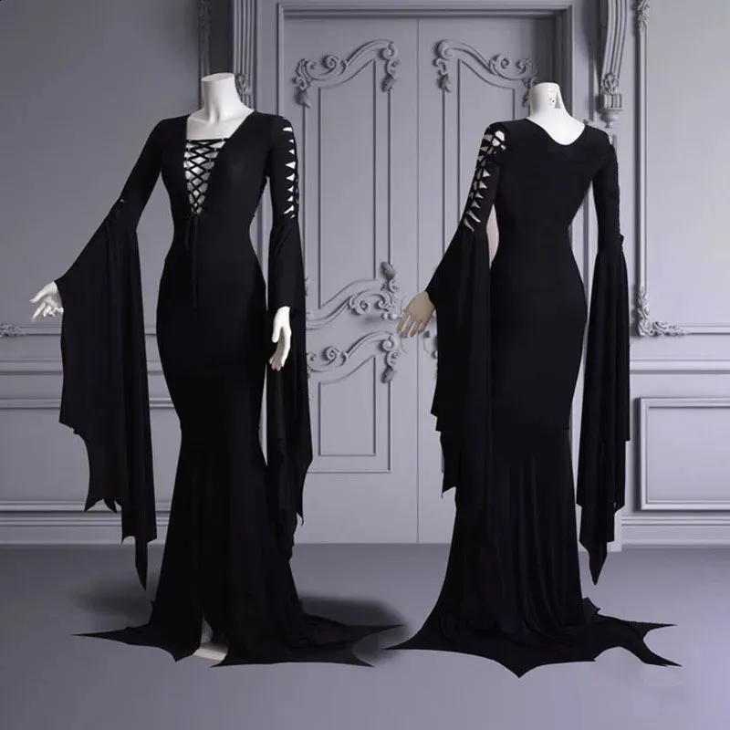 S-5XL Gothic Maxi Dress Halloween Costume Black Lace Witch Dress from  Dhgate Theme Costume - price 75.98