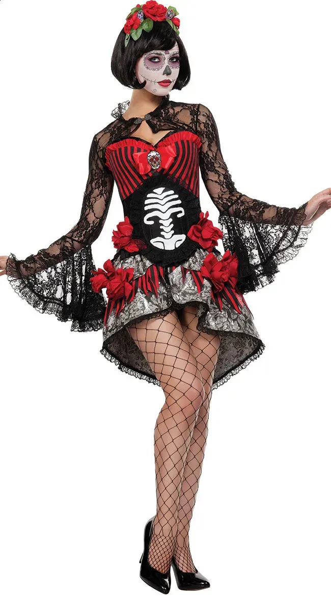 Day of Death costume Sugar Skull Dia de Los Muertos Halloween fancy dress 240823